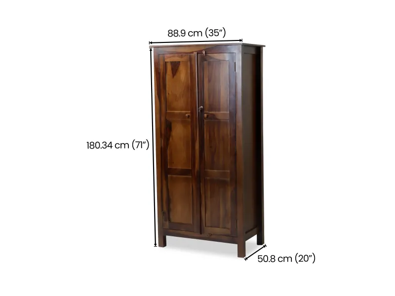 Belle Solid Wood 2 Door Wardrobe